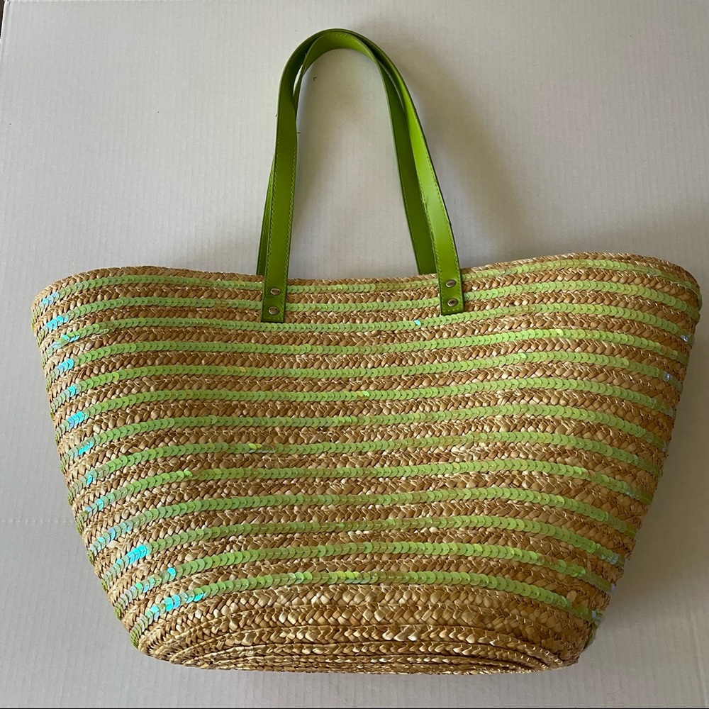 Large Sequin Straw Bag
